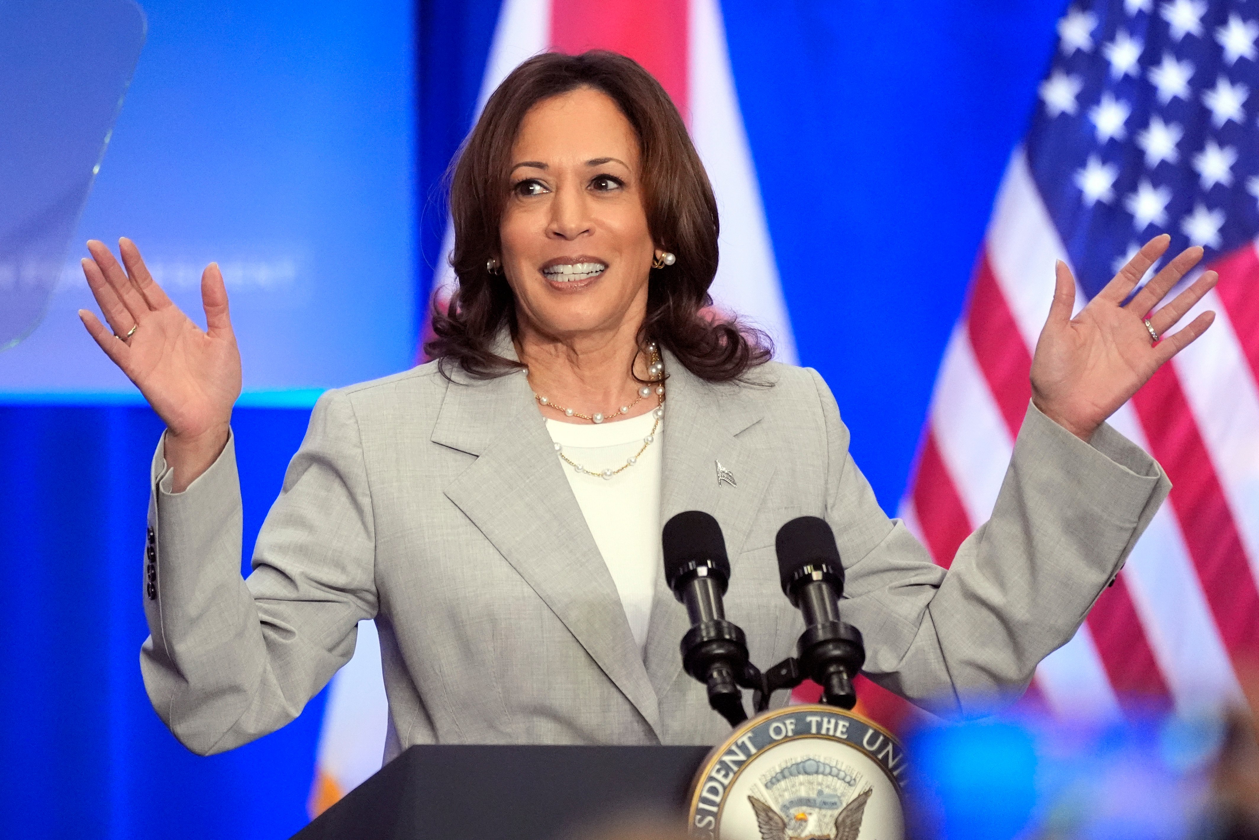 FILE - Vice President Kamala Harris speaks at an event May 1, 2024, in Jacksonville, Fla. She’s already broken barriers, and now Harris could soon become the first Black woman to head a major party's presidential ticket after President Joe Biden’s ended his reelection bid. The 59-year-old Harris was endorsed by Biden on Sunday, July 21, after he stepped aside amid widespread concerns about the viability of his candidacy. (AP Photo/John Raoux, File)
