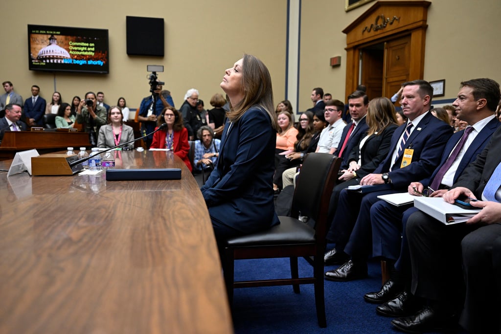 U.S. Secret Service Director Kimberly Cheatle prepares to testify about the attempted assassination of former President Donald Trump at a campaign event in Pennsylvania before the House Oversight and Accountability Committee, at the Capitol, Monday, July 22, 2024 in Washington. (AP Photo/John McDonnell)