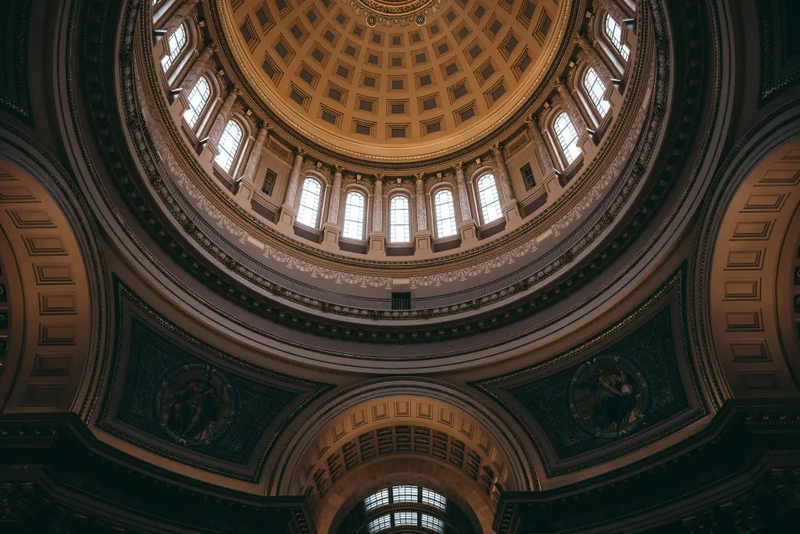 The inside of the dome of the Wisconsin Capitol Building in Madison. Photo by Quang Vuong.
