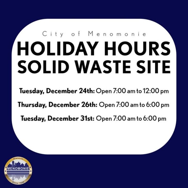 Holiday Solid Waste Hours graphic