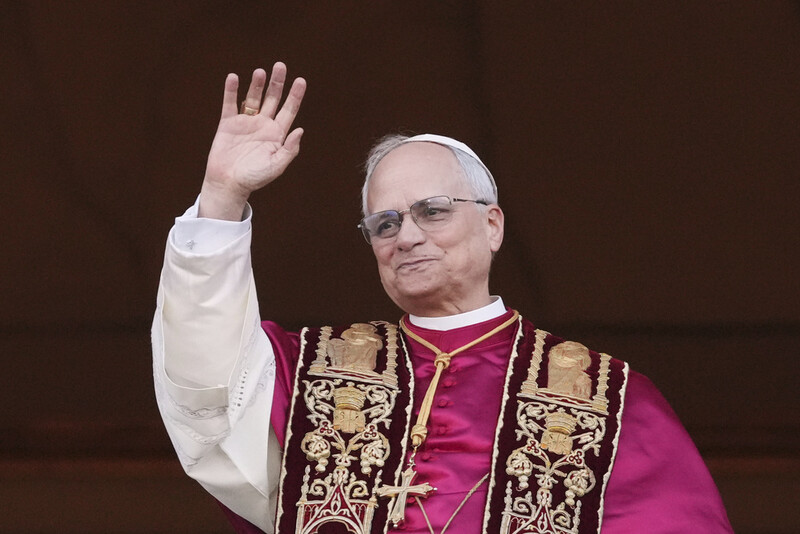Pope Leo XIV appears on the central loggia of St. Peter's Basilica after being chosen the 267th pontiff of the Roman Catholic Church, at the Vatican, Thursday, May 8, 2025. (AP Photo/Alessandra Tarantino)