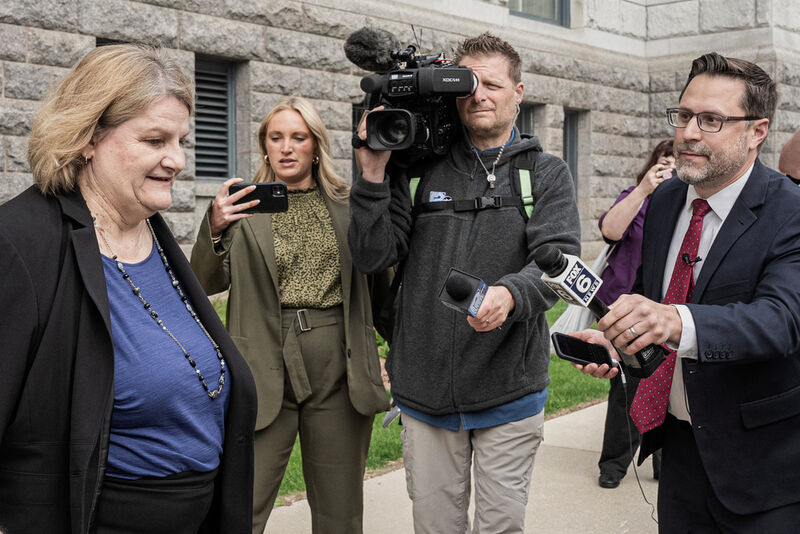 Milwaukee County Circuit Judge Hannah Dugan leaves the federal courthouse after a hearing Thursday, May 15, 2025, in Milwaukee. (AP Photo/Andy Manis)