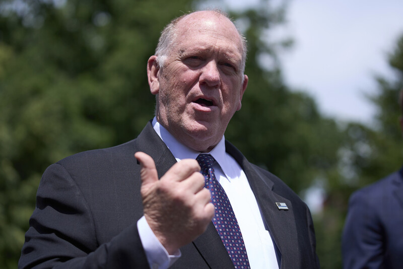 White House border czar Tom Homan speaks with reporters at the White House, Tuesday, May 20, 2025, in Washington. (AP Photo/Evan Vucci)