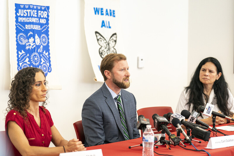 FILE - Cain Oulahan, Ramon Morales Reyes' immigration attorney addresses the media, May 30, 2025 in Milwaukee about the detention of his client Ramon Morales Reyes. (AP Photo/Andy Manis, File)