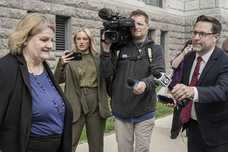 FILE - Milwaukee County Circuit Judge Hannah Dugan leaves the federal courthouse after a hearing Thursday, May 15, 2025, in Milwaukee. (AP Photo/Andy Manis, File)