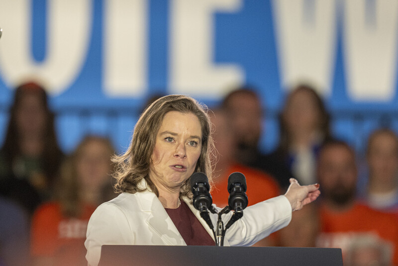 FILE - Wisconsin Lt. Gov. Sara Rodriguez speaks at a campaign event for Democratic presidential nominee Vice President Kamala Harris, Friday, Nov. 1, 2024, in Little Chute, Wis. (AP Photo/Andy Manis, File)
