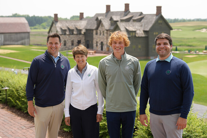 Erin Hills staff members with ties to UW-Stout include, from left, Robert Leist, Kris Schoonover, Calvin Neff and Sam Ohnesorge. (Photo courtesy Erin Hills)