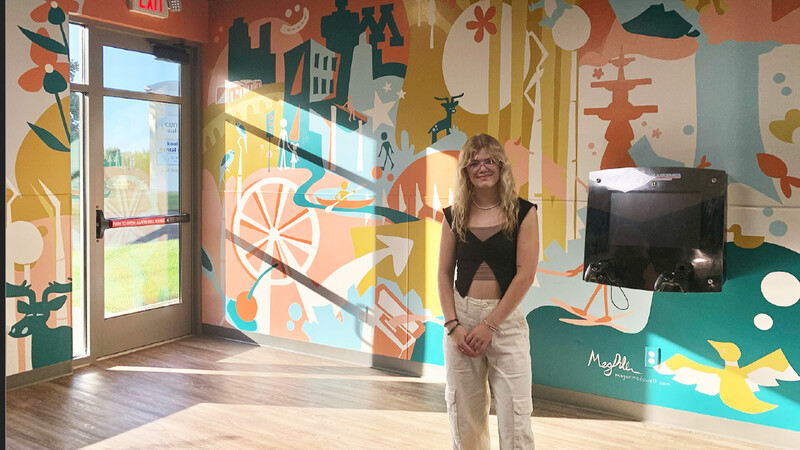 Megan McDowell was commissioned to create a mural for Koala Dental Care in St. Cloud, Minnesota. Photo by Megan McDowell.