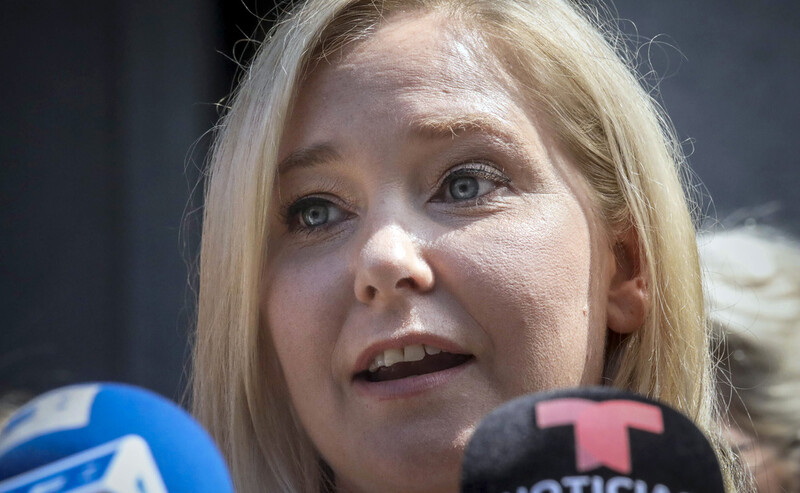 FILE - Virginia Giuffre speaks during a news conference outside a Manhattan court in New York, Aug. 27, 2019. (AP Photo/Bebeto Matthews, File)