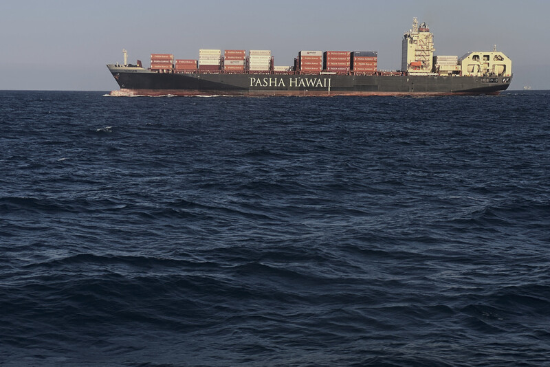 FILE - A cargo ship heads to Long Beach, Calif., in this June 19, 2025, file photo. (AP Photo/Robert F. Bukaty, files)
