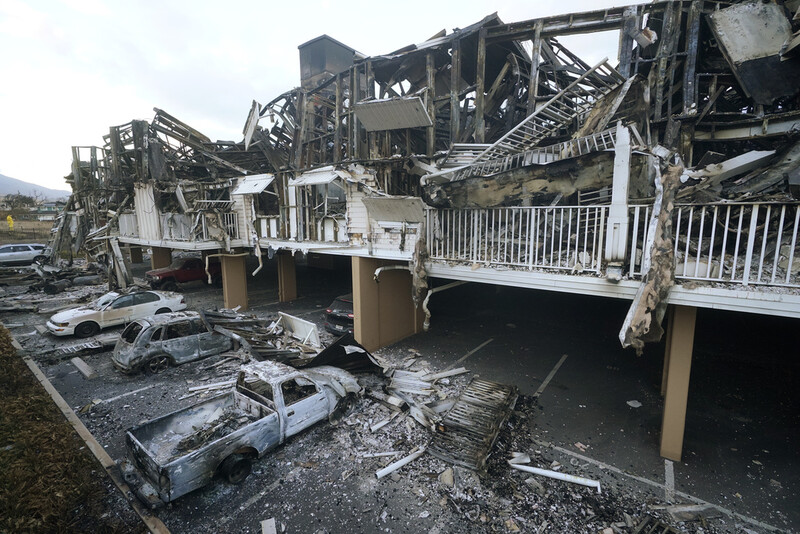 FILE - Damage from wildfires is seen in Lahaina, Hawaii, on Aug. 11, 2023 . (AP Photo/Rick Bowmer, File)