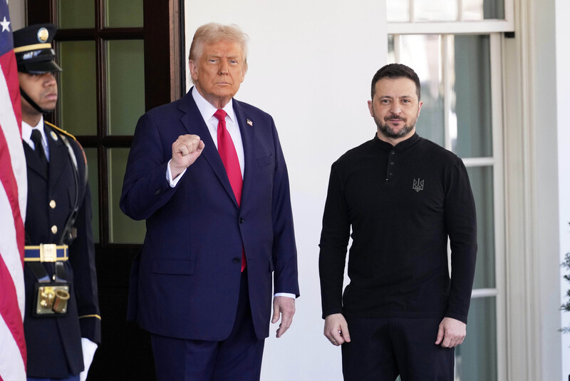 FILE - President Donald Trump welcomes Ukraine President Volodymyr Zelenskyy at the White House in Washington, Friday, Feb. 28, 2025. (AP Photo/Ben Curtis, File)
