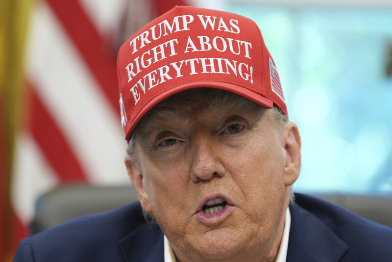 President Donald Trump speaks in the Oval Office of the White House, Friday, Aug. 22, 2025, in Washington. (AP Photo/Jacquelyn Martin)