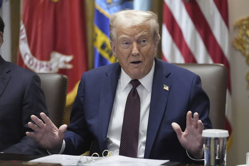 President Donald Trump speaks during a cabinet meeting, Tuesday, Aug. 26, 2025, at the White House in Washington. (AP Photo/Mark Schiefelbein)