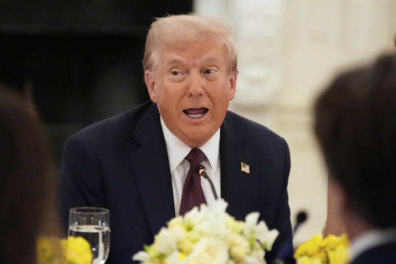 President Donald Trump speaks during a dinner in the State Dinning Room of the White House, Thursday, Sept. 4, 2025, in Washington. (AP Photo/Alex Brandon)