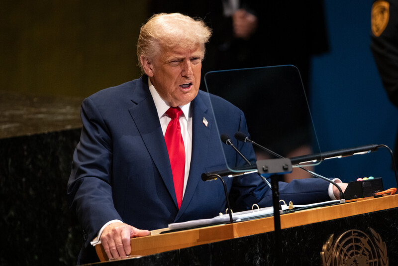 President Donald Trump addresses the 80th session of the United Nations General Assembly, Tuesday, Sept. 23, 2025, at U.N. headquarters. (AP Photo/Angelina Katsanis)