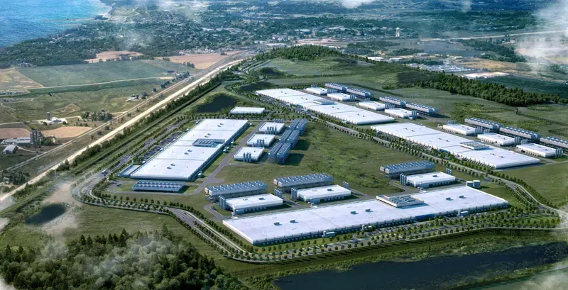 This is an aerial rendering of what the planned data center campus in Port Washington could look like. Photo courtesy of the City of Port Washington