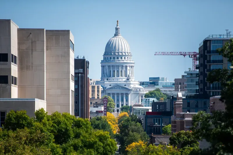 The Wisconsin State Capitol is seen from Bascom Hill on Tuesday, Sept. 16, 2025, in Madison, Wis. Angela Major/WPR