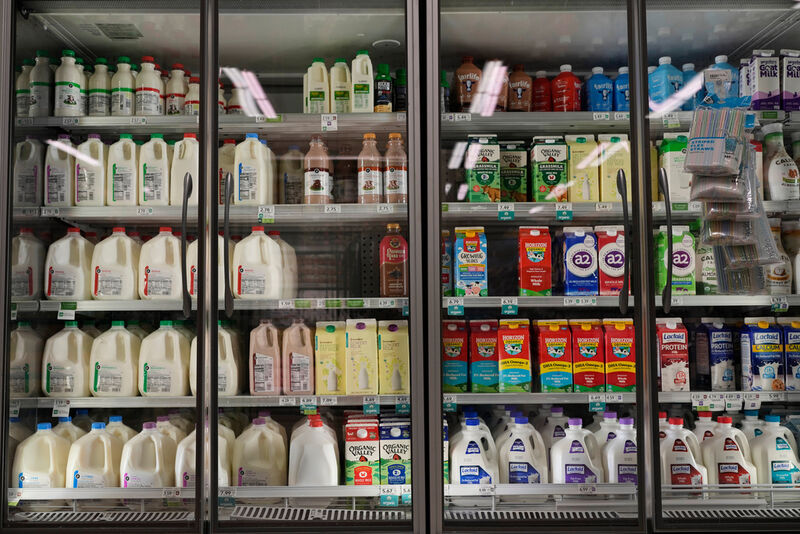 Dairy products, which are covered by the USDA Supplemental Nutrition Assistance Program (SNAP), is displayed for sale at a grocery store Friday, Oct. 31, 2025, in Nashville, Tenn. (AP Photo/George Walker IV)