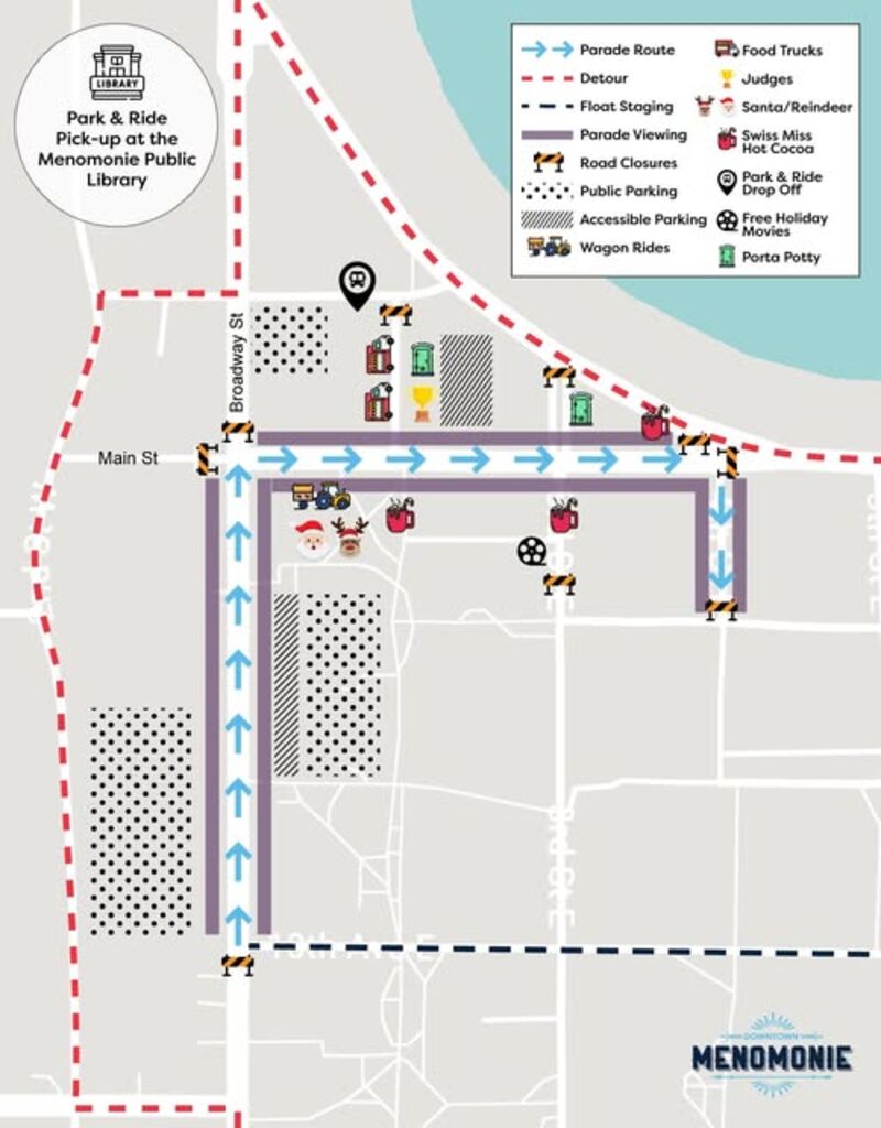 Map of parade and library shuttle