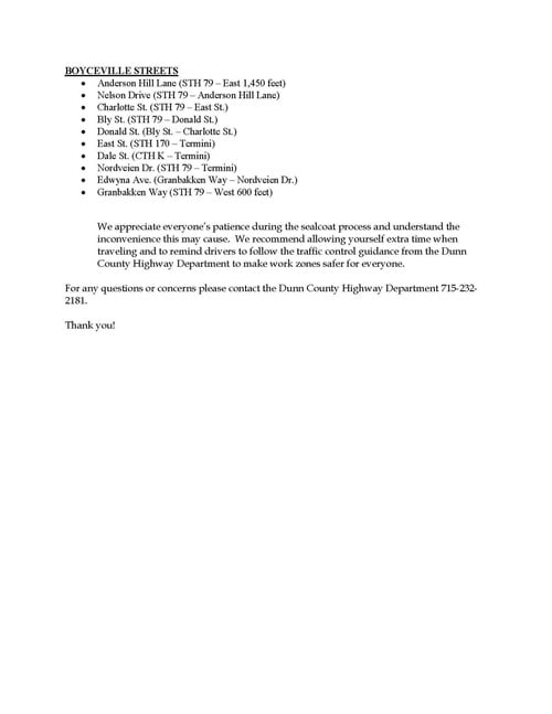 chipseal announcement