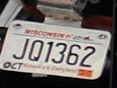 license plate of person being sought license JQ1362
