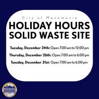 Holiday Solid Waste Hours graphic
