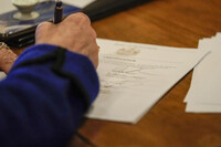FILE - Members of Wisconsin's Electoral College cast their votes at the state Capitol in Madison, Wis., Monday, Dec. 14, 2020. (AP Photo/Morry Gash, Pool, File)