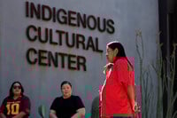 Donovan Paddock speaks during an observance of Missing &amp; Murdered Indigenous Peoples Day (MMIP) at the Indigenous Cultural Center at Scottsdale Community College, Friday, May 2, 2025, in Scottsdale, Ariz. (AP Photo/Matt York)