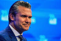 U.S. Defense Secretary Pete Hegseth delivers his speech during 22nd Shangri-La Dialogue summit in Singapore, Saturday, May 31, 2025. (AP Photo/Anupam Nath)