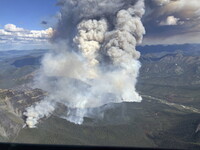 A wildfire burning northeast of Summit Lake, British Columbia, Canada, is seen in this handout image on Monday, June 2, 2025. (BC Wildfire Service/The Canadian Press via AP)