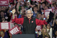 FILE - Gov. Tony Evers, D-Wis., speaks before Democratic presidential nominee Vice President Kamala Harris arrives at a campaign event, Oct. 30, 2024, in Madison, Wis. (AP Photo/Morry Gash, File)