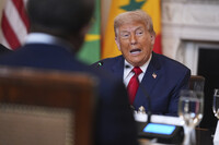 President Donald Trump speaks during a lunch with African leaders in the State Dining Room of the White House, Wednesday, July 9, 2025, in Washington. (AP Photo/Evan Vucci)