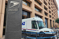 One of the U.S. Postal Service's new zero-emission electric Next Generation Delivery Vehicles (NGDV) is displayed in front of the organization's headquarters in Washington, on Aug. 7, 2025. (AP Photo/Susan Haigh)