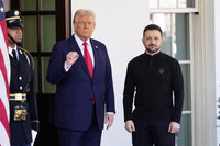 FILE - President Donald Trump welcomes Ukraine President Volodymyr Zelenskyy at the White House in Washington, Friday, Feb. 28, 2025. (AP Photo/Ben Curtis, File)