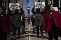 FILE - Environmental Protection Agency employees take part in a national march against actions taken by the Trump administration March 25, 2025, in Philadelphia. (AP Photo/Matt Rourke, File)