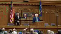 Republican lawmakers on the committee proposed a vote on the motion Thursday after Gov. Tony Evers told agencies to skip lawmakers in the final steps of the rulemaking process. Evers delivers his 2025 state budget address. (Photo by Baylor Spears/Wisconsin Examiner)