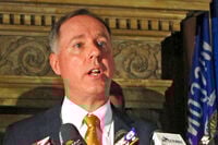 FILE - In this Sept. 7, 2016, file photo, Wisconsin Assembly Speaker Robin Vos speaks at a news conference in Madison, Wis. Vos said Friday, Feb. 23, 2018, that if the Senate wants to kill a tax cut that Gov. Scott Walker has made a top priority, they can "take the blame." (AP Photo/Scott Bauer, File)