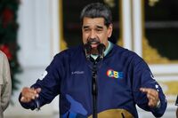 Venezuelan President Nicolas speaks during a Student Day event at the Miraflores presidential palace in Caracas, Venezuela, Friday, Nov. 21, 2025. (AP Photo/Cristian Hernandez)