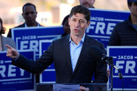 FILE - Minneapolis Mayor Jacob Frey talks during a news conference after winning a third term in the city's ranked-choice voting election, Wednesday, Nov. 5, 2025, in Minneapolis. (AP Photo/Abbie Parr, File)
