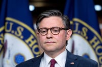 Speaker of the House Mike Johnson, R-La., prepares to speak to reporters following a strategy session with House Republicans, at the Capitol in Washington, Wednesday, Dec. 10, 2025. (AP Photo/J. Scott Applewhite)