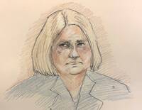 This courtroom sketch depicts Milwaukee County Circuit Judge Hannah Dugan in court, Tuesday, Dec. 16, 2025 in Milwaukee, Wis. (Adela Tesnow via AP)