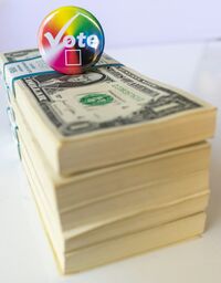Pile of cash with vote button