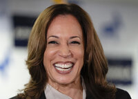 Vice President Kamala Harris speaks at her campaign headquarters in Wilmington, Del., Monday, July 22, 2024. (Erin Schaff/The New York Times via AP, Pool)