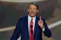 FILE - Eric Hovde speaks during the Republican National Convention, July 16, 2024, in Milwaukee. (AP Photo/J. Scott Applewhite, File)