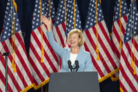 FILE - Sen. Tammy Baldwin, D-Wis.,speaks during a campaign event for Vice President Kamala Harris at West Allis Central High School, July 23, 2024, in West Allis, Wis. (AP Photo/Kayla Wolf, File)