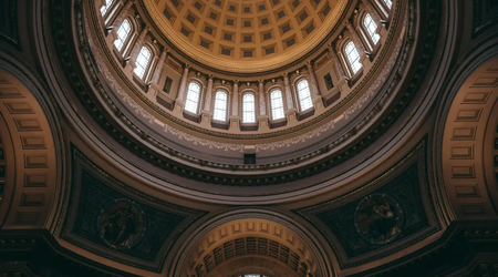 The inside of the dome of the Wisconsin Capitol Building in Madison. Photo by Quang Vuong.