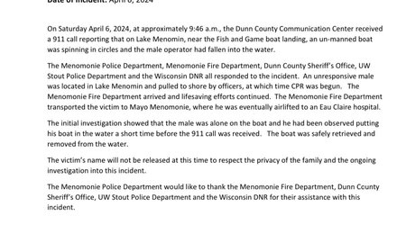 Menomonie Police Press Release