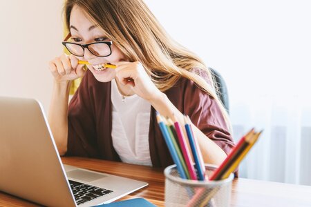 woman taking quiz