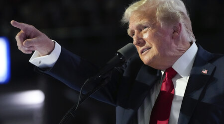 Republican presidential candidate and former president, Donald Trump, speaks during the final day of the Republican National Convention Thursday, July 18, 2024, in Milwaukee. (AP Photo/Paul Sancya)